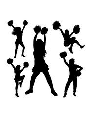 Cheerleader performance supporter sport silhouette, female dancer gesture pose