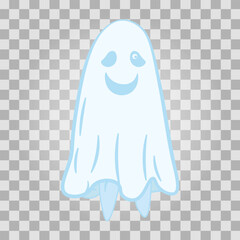 One-eyed ghost, icon. Ghost on a transparent background. Vector illustration. Halloween.