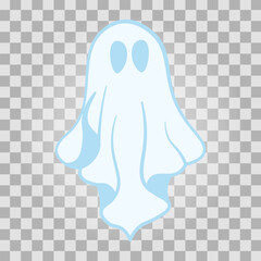 Cartoon silhouette of a ghost on a transparent background. Vector.