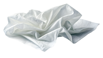 White piece of cloth crumpled isolated on transparent background 