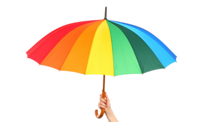  Multicolor Umbrella in Hand, Transparent Background PNG