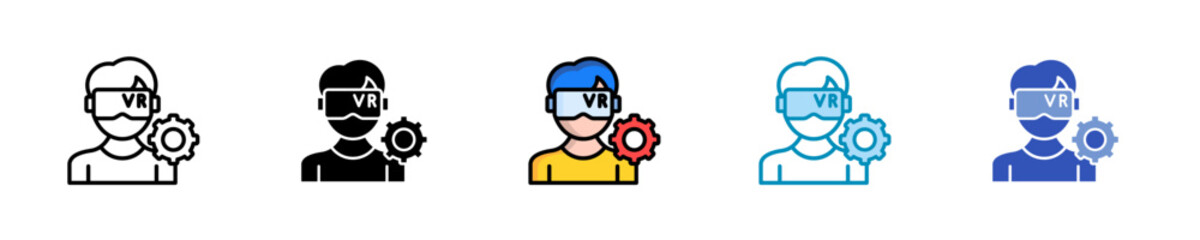 Virtual Reality  Icon Set Multiple Style Collection