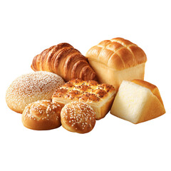Fototapeta premium Delicious breads and pastries variety on transparent background
