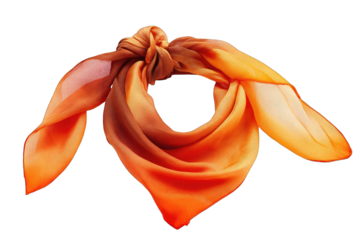 Tied orange-toned silk scarf