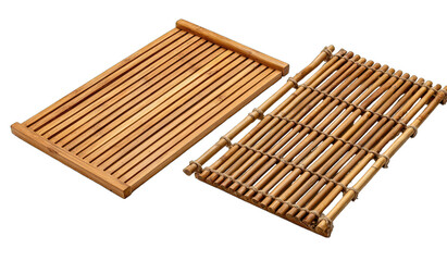 Two rectangular bamboo trays