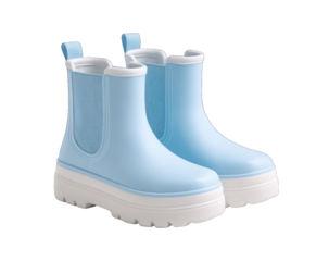 Light blue ankle boots with chunky white soles