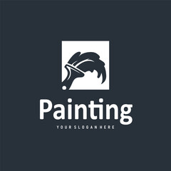 illustration design logo paint brush liquid paint colorful and unique premium symbol icon