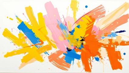 Obraz premium Vibrant abstract explosion of colorful paint strokes and splatters