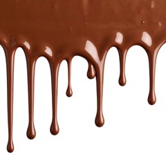 Rich, dark brown liquid dripping onto white background