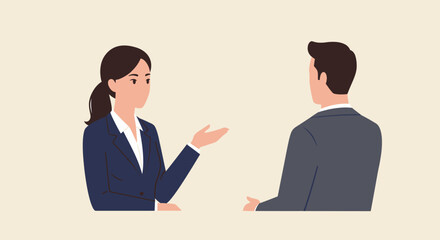 Fototapeta premium Businesswoman Explaining with Hand Gesture to Colleague.