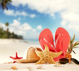 flip flops on the beach