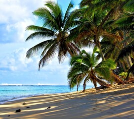 tropical beach with palm trees