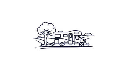 motorhome vacation simple line art logo for travel agencies rv parks and adventure businesses seeking a minimalist brand identity