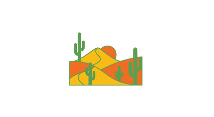 Obraz premium desert sunset logo simple minimalist cactus and dune design for southwest businesses travel agencies or ecofriendly brands