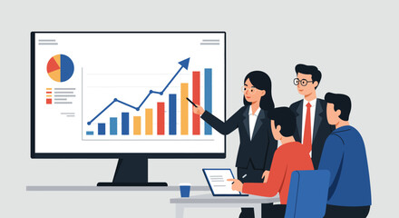 Fototapeta premium Business Team Analyzing Financial Growth Charts Together.