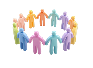 Colorful figures holding hands in a circle (2)