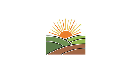 sunrise over rolling hills a modern farm logo design for agriculture ecofriendly businesses and rural brands seeking a peaceful and harmonious brand identity