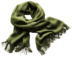 Olive-green draped shawl with fringe