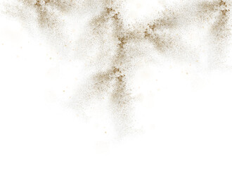 Christmas new year gold dust particles and snowflakes on transparent background