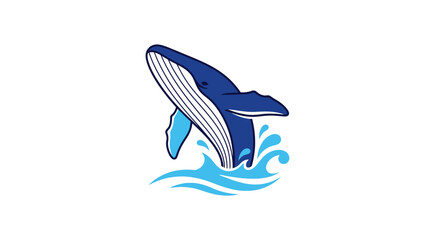 Fototapeta premium breaching whale logo perfect for marine conservation ocean adventure or aquatic businesses seeking a playful yet powerful brand identity