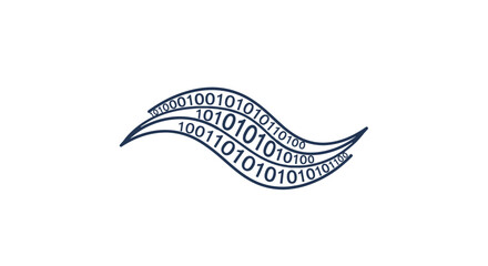 streamlined data flow logo modern binary code wave design for tech startups websites and digital branding