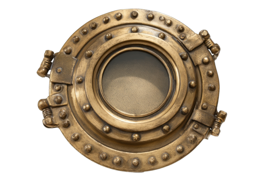 Brass porthole, detailed, round, nautical