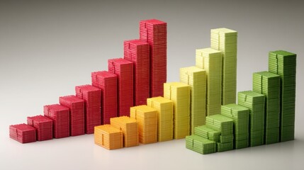 Fototapeta premium Colorful paper bar chart representing data trends and insights in a creative and engaging visual format