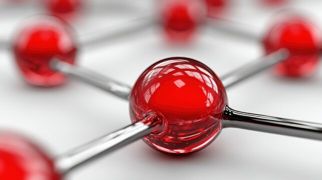 Red sphere positioned next to a metal spoon on a flat surface representing abstract financial concepts and blockchain