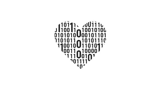 binary heart a unique logo concept for tech love and datadriven businesses perfect for valentines day or tech events