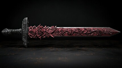 Ornate sword with floral embellishments