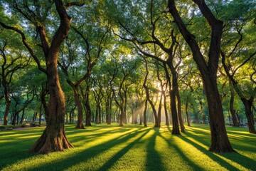 Fototapeta premium Sunlight Through a Forest Canopy