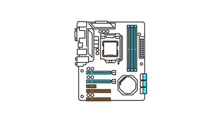 clean line drawing of a motherboard perfect for tech blogs tutorials and educational materials on computer hardware