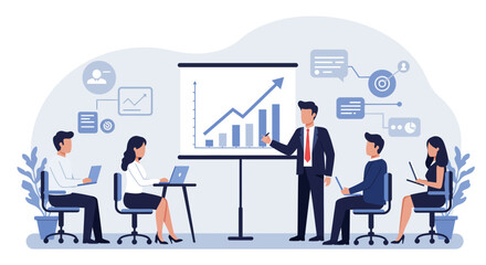 Business Presentation with Team and Growth Chart.
