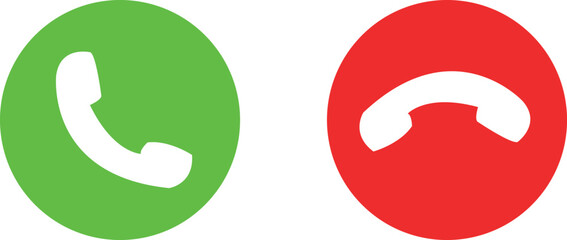 Phone call and end button icon isolated on transparent background. phone receiver.