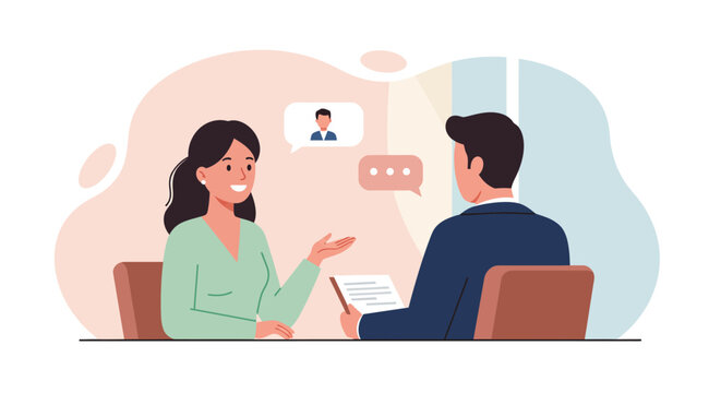 Two People in a Business Interview Illustration.