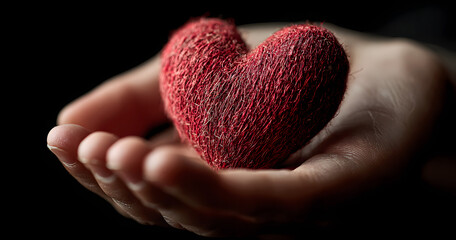 Fototapeta premium Hand giving red heart , charity symbol