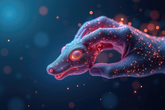 A small, stylized dragon head held gently in a hand.