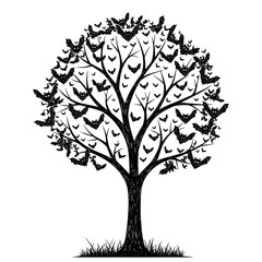 Obraz premium Spooky Bat Tree Illustration for Halloween Decorations and Graphic Design Projects