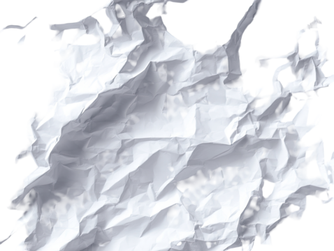 Crumpled white paper, textured and irregular