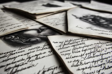 Black-and-white illustration of handwritten notes