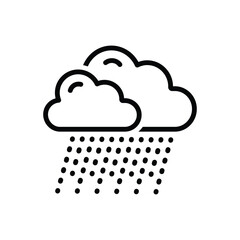 Black line icon for rainy