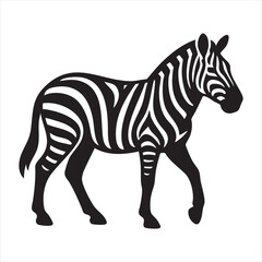 Obraz premium This image features a bold black and white zebra silhouette, showcasing its distinctive stripes in a clear, graphic style