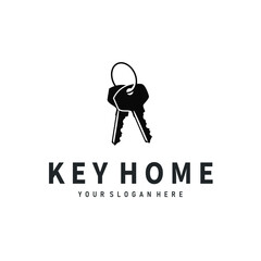 Home security design simple key logo old vintage minimalist template illustration