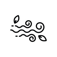Black line icon for wind