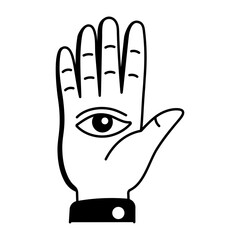 A doodle style icon showing palmistry


