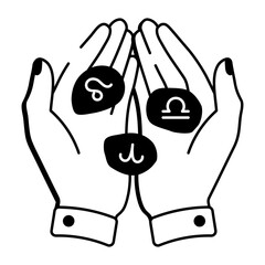 A drawing style icon representing zodiac stones
