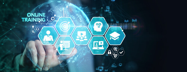 Business, Technology, Internet and network concept. Coaching mentoring education business training development E-learning concept.