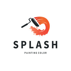 illustration design logo paint brush liquid paint colorful and unique premium symbol icon
