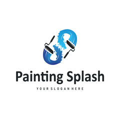 illustration design logo paint brush liquid paint colorful and unique premium symbol icon