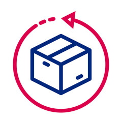 Blue Box with Red Circular Arrow Illustration on White Background